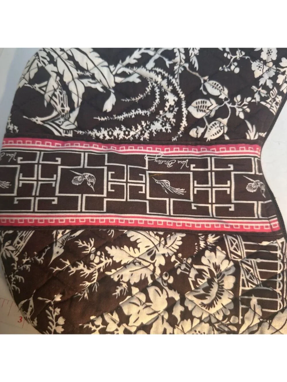 Vera Bradley Imperial Toile Quilted Shoulder Bag Black White Floral Hobo